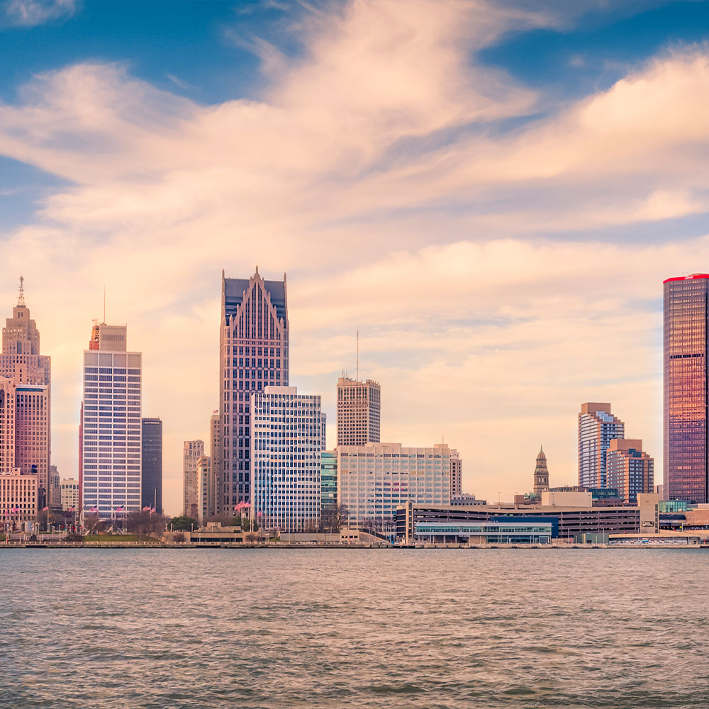 Detroit Skyline, Detroit, Michigan from the water